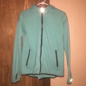 blue zip up hoodie